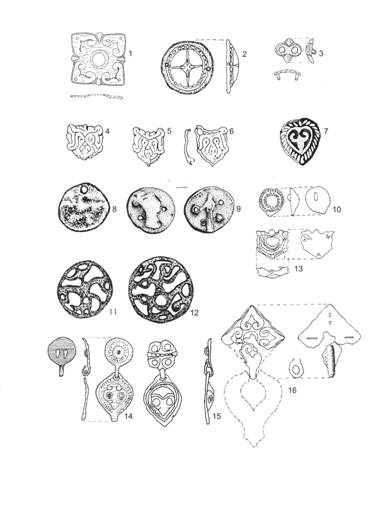 Pl.XIX. 1, 3: Gîmbaş ( după Oţa-colab. 2005 ), 2, 10, 13, 16: Alba Iulia- Str. Brînduşei /2004-2005 ( după Dragotă-Rustoiu-Deleanu 2006 ), 6-7: Cluj Napoca, 8: Hunedoara, 9: Alba Iulia- Profi ( după Dragotă-Rustoiu 2003 ), 11-12: Galoşpetreu ( după Heitel 1994-1995 ), 14: Moldoveneşti ( după Oţa-colab. 2006 ), 15: Lopadea Nouă ( după V. Deleanu ).